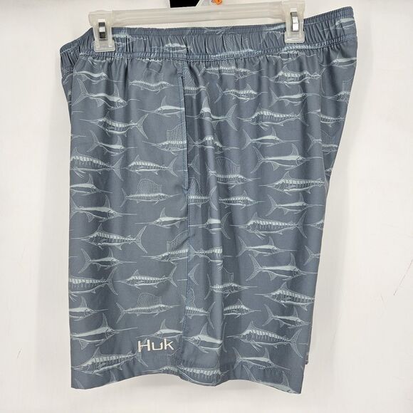 Huk Swim Trunks Mens XXL Marlins AOP Swimming Shorts Lined Fishing Summer - Picture 10 of 12
